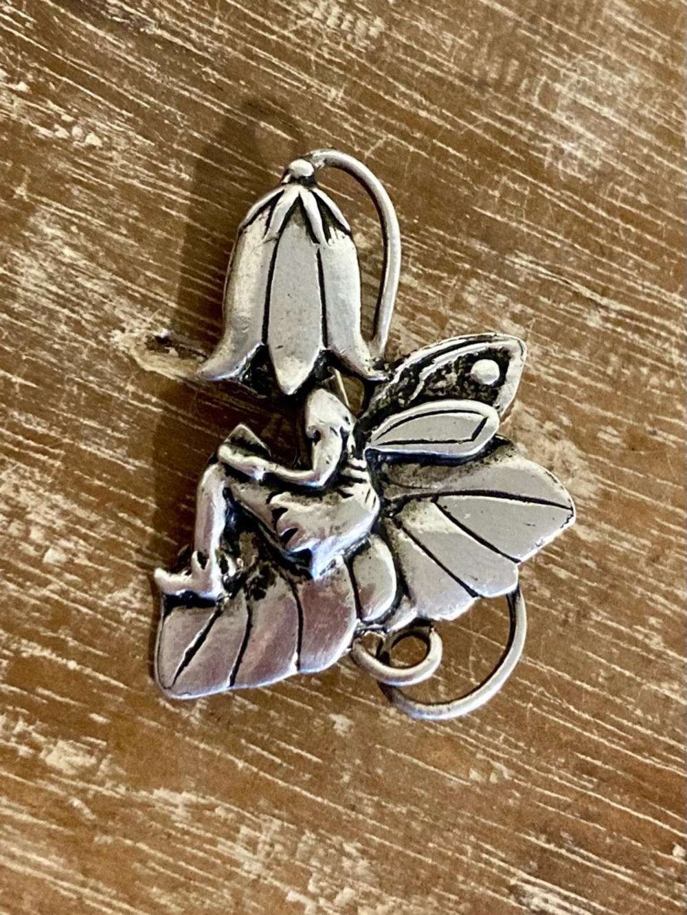 Vintage Sterling Fairy Brooch MASJ 1995 • Nature Leaf Flower Pin Cottagecore - Picture 10 of 10